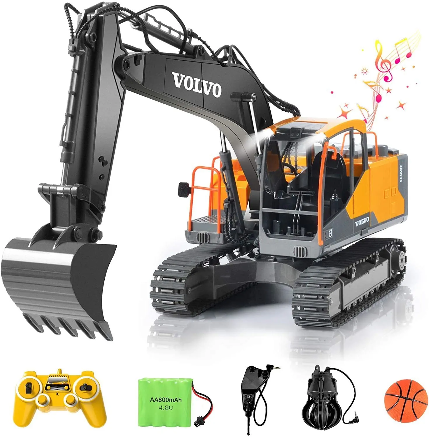 Electricrc Car RC Excavator 3 in 1 Construction Metal Remote Control Drill 17 canal 116 Full fonctionnel Electric 230325