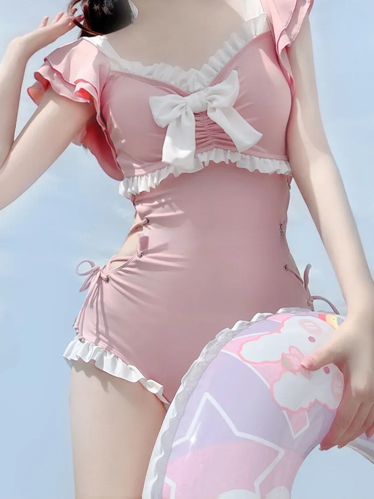 Ulzzang Patchwork Design Swimwear Galore Malvern Cover Up With Sweet