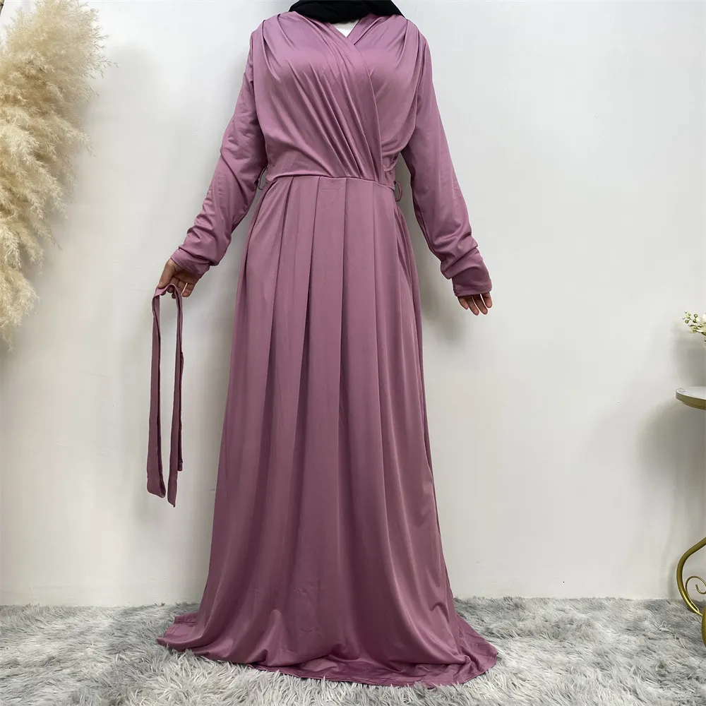 民族衣料中東ファッションシンプルな女性のソリッドカラーイスラム教徒ドレスアバヤエレガントドバイトルコアラビアサウジアラビアシフォンドレス230324