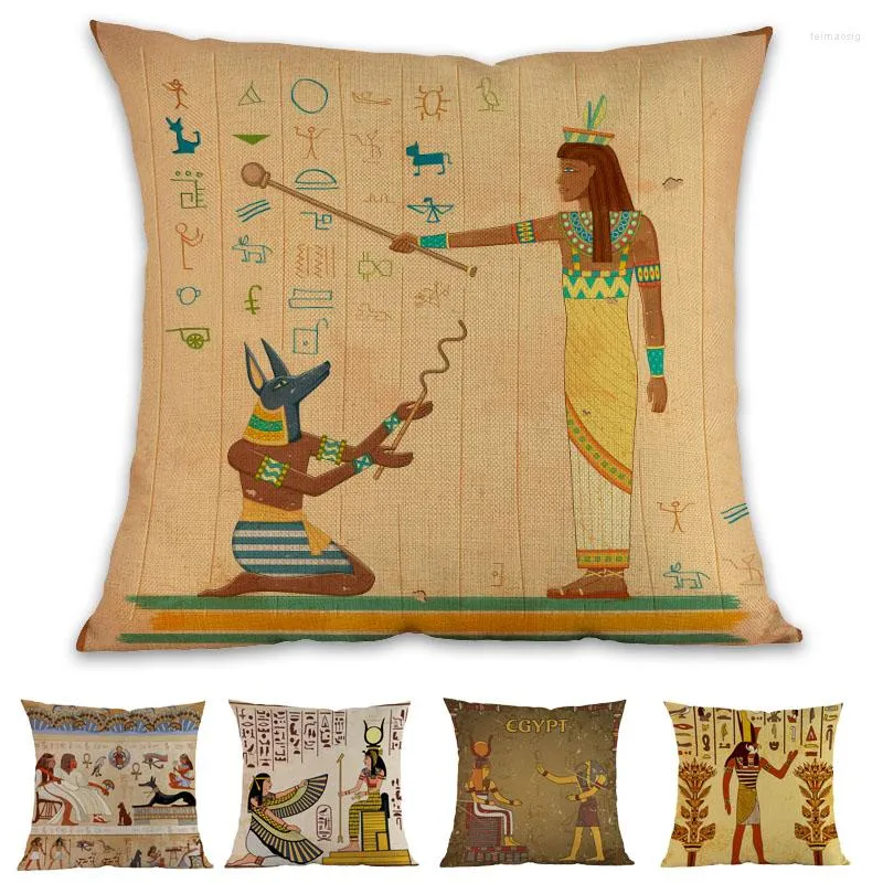 Oreiller egypte ancienne Culture hiéroglyphes pharaon Sphinx pyramide momies étui maison histoire amoureux canapé décoration couverture