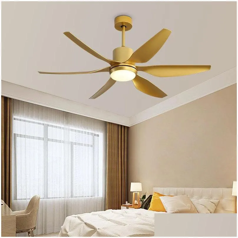 Ventilateurs De Plafond 66 Pouces Moderne Led Or Avec Lumières Grande Quantité De Vent Salon Dc Ventilateur Lampe Télécommande Drop Delivery Lighting I Dhvpt