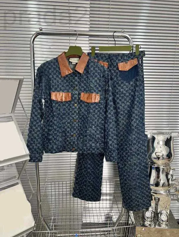 Zweiteilige Damenhose, Designer-Jeansjacke mit 23 Buchstaben, Hosenanzug, kleines Leder, U 203 7NZA