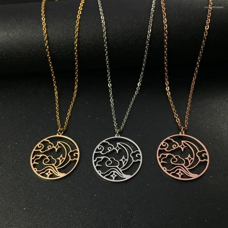 Pendant Necklaces Cloud Wind Pattern Necklace Selling Stainless Steel Round Charm Jewelry Accessories YP8758