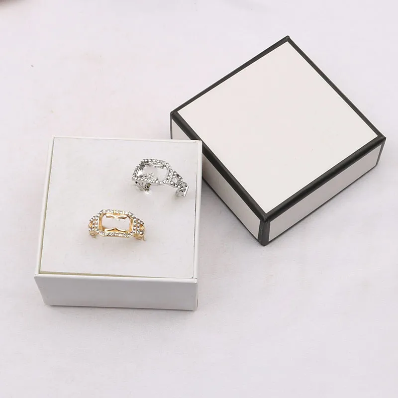 T GG 10style 18K plaqué or marque lettre bande anneaux pour hommes femmes créateurs de mode lettres turquoise cristal métal marguerite anneau bijoux