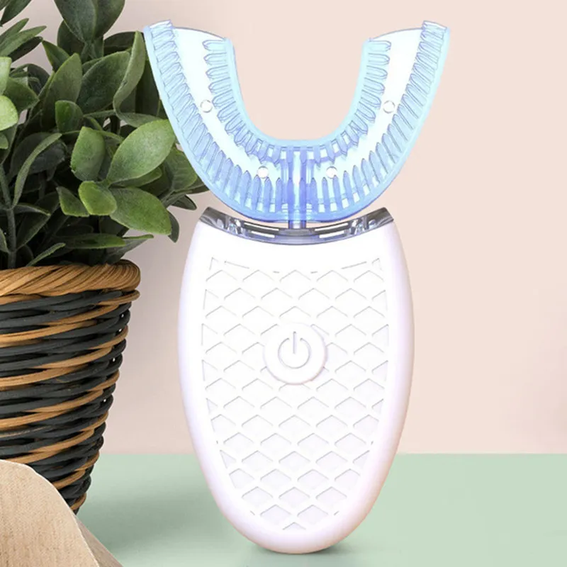Vattentät 360-graders ultraljud Automatisk elektrisk tandborste USB-laddning U-formade vita tänder Oral Care Cleaning Tandborste med detaljhandelslådan