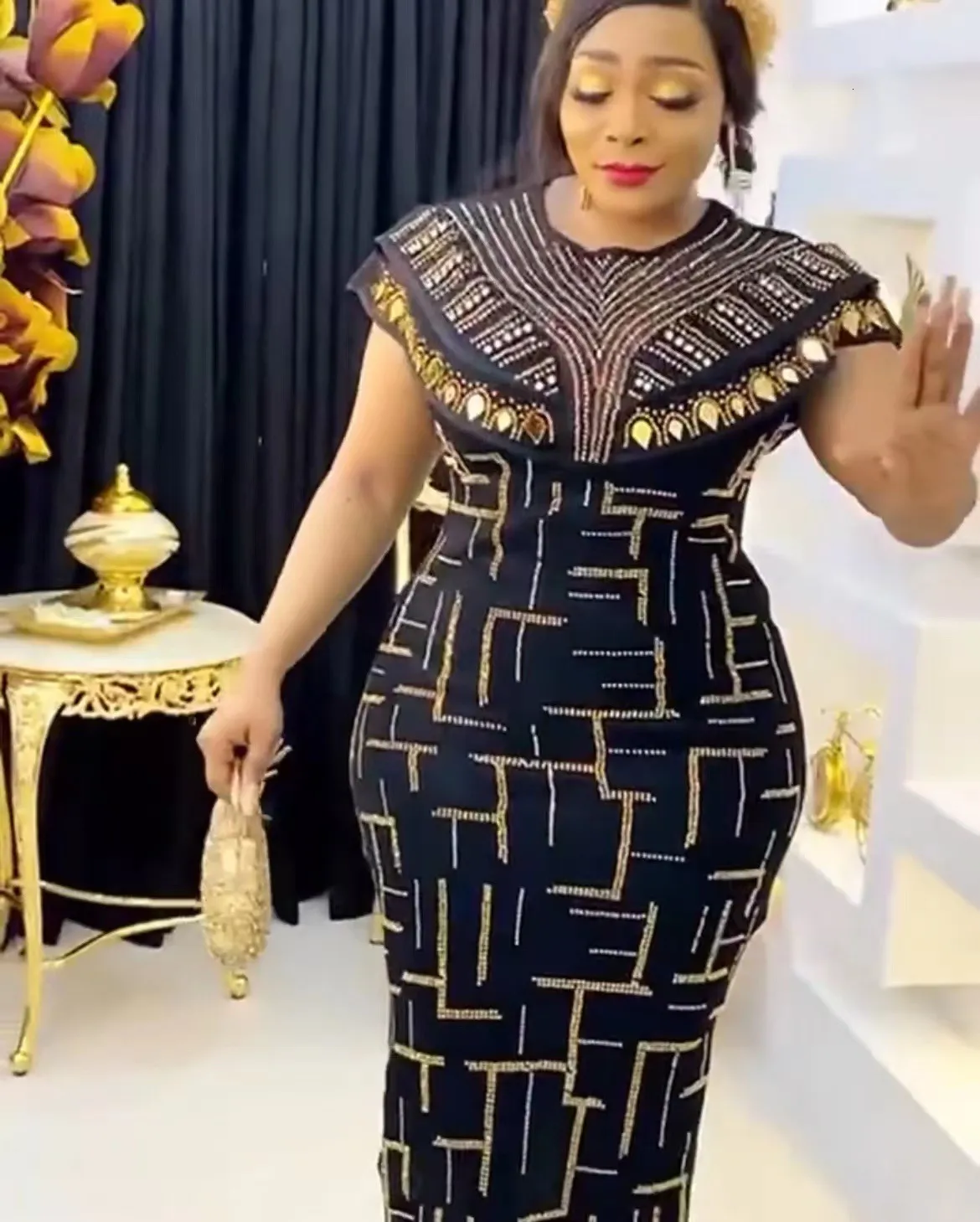 black and gold african print dress Black African Shirt Gold