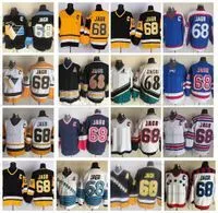 Mens 68 Jaromir Jagr Hockey Jerseys 1992 Vintage Black White Blue Stitched C Patch