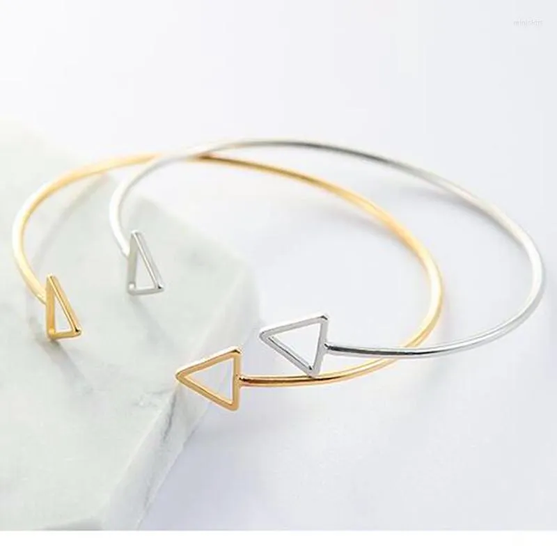 Bangle Japan и Korea Simple Style Doulde Double Triangle Square Регулируемые открытые браслеты изысканный геометрический браслет