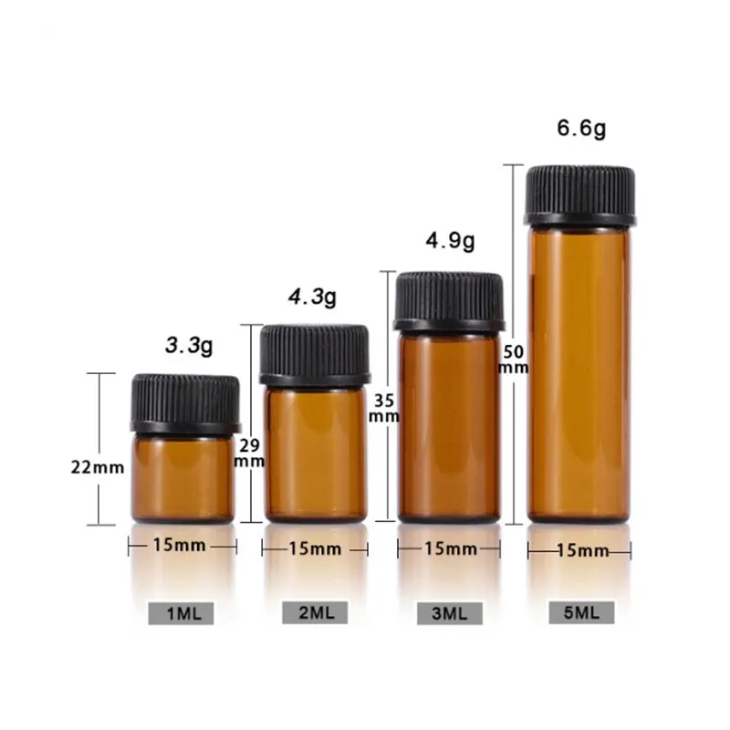 El viaje de la esencia de la muestra embotella el empaquetado cosmético de 1ml 2ml 3ml 5ml Brown mini