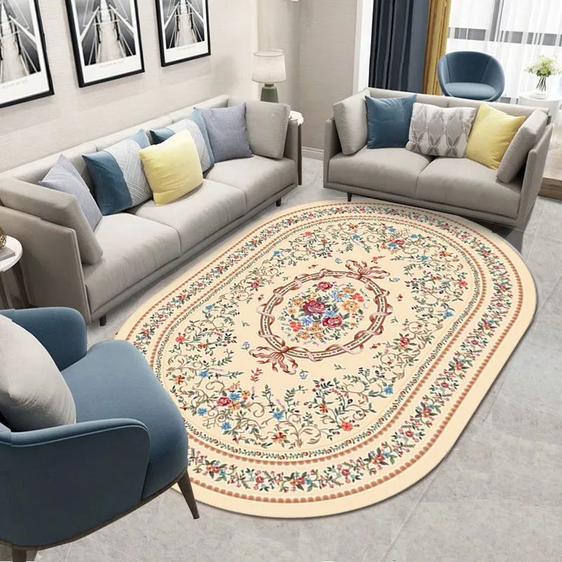 Carpet Nordic Light Luxury Oval Living Room Carpet Irregular Home Decoration Bedroom Carpets Washable Lounge Rug el Lobby Rugs 230324