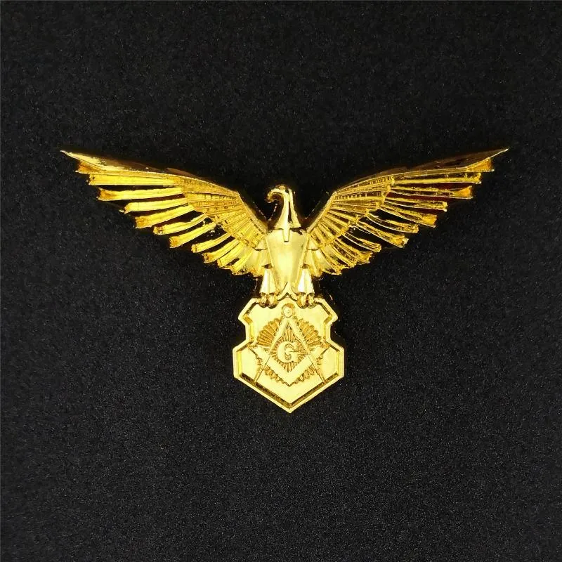 Brooches Pins Classic Gold Plated Eagle Masonic Brooch "the United State Of American" Freemasonry Party Fashion Pin Jewelry Gifts