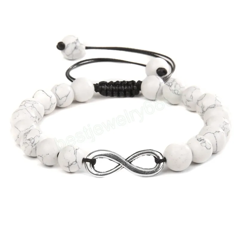 Pulseras con dijes de cadena infinita de amor infinito para hombre y mujer, pulsera con cuentas en blanco y negro, joyería ajustable para mejor amigo