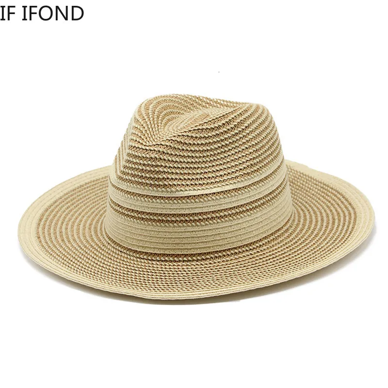 Широкие шляпы ковша женщины натуральная соломенная мода летние бикини с пляжными женщинами элегантная церковь Holidaty Panama 230325