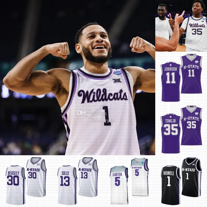 K State Men s Basketball Wildcats jersey Markquis Nowell Keyontae Johnson Cam Carter Desi Sills Michael Beasley David N Guessan 35 Nae Qwan Tomlin