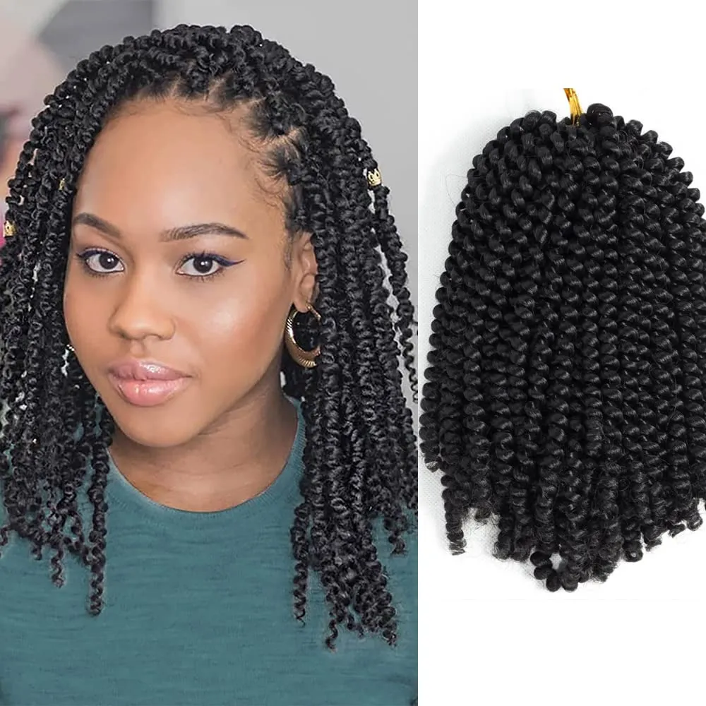 Twist Braids Synthetische Ombre Häkelgeflecht Haarverlängerung Zöpfe 8" 12 Zoll Frühling Afro Nubian Passion Spring Kanekalon Faser