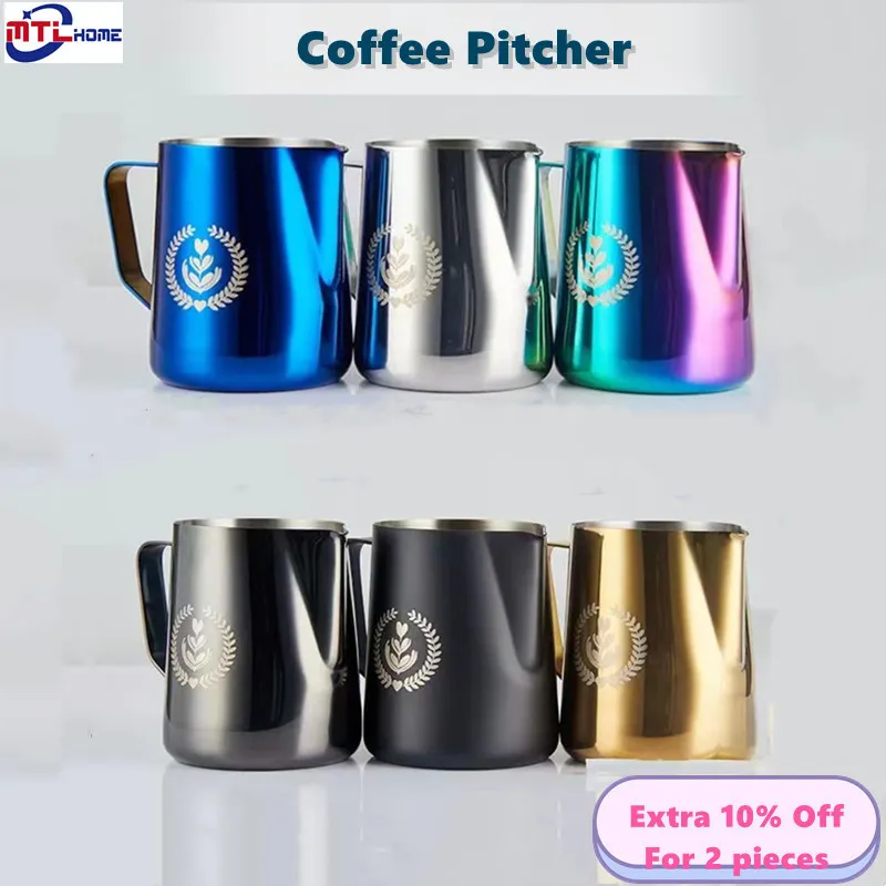 Potrawy kawy 304 stal nierdzewna Motta Milk Jug Frother Latte Art Cup Frothing Pitcher Creamer Pianowy Melkopschuimer 350 600 ml 230324