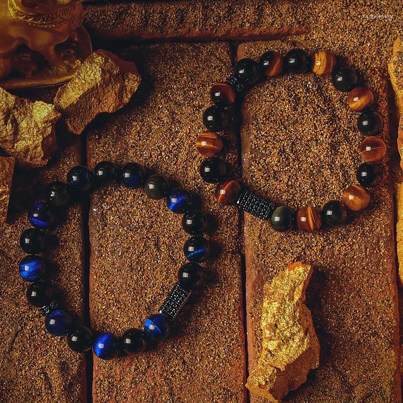 Nature Reiki Tiger Eye Obsidian Bracelet For Men