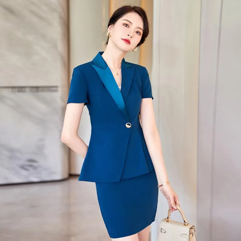 Navy blue skirt and blazer discount