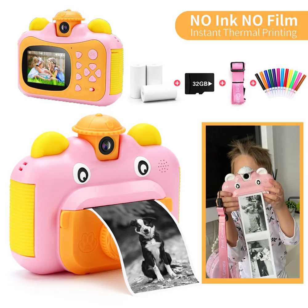 Speelgoedcamera's kinderen instant print camera thermische afdrukcamera voor kinderen 1080p HD video digitale po camera speelgoed TOY GIRLEN verjaardag cadeau 230325