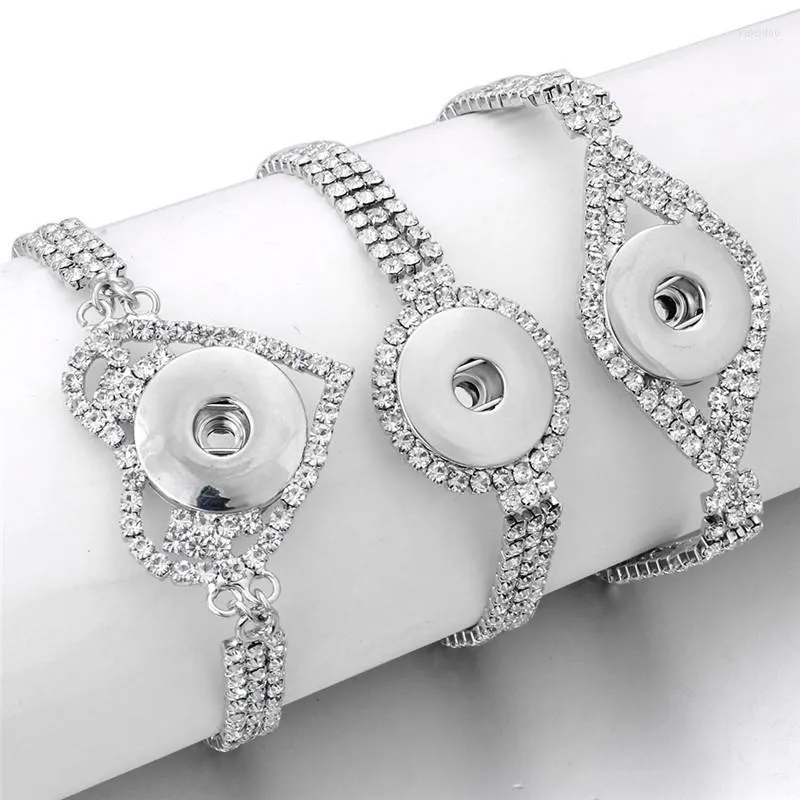 Charm Armband Fashion Crystal Snap Armband Round Heart Bangles Fit 18mm Suttons smycken ZE246