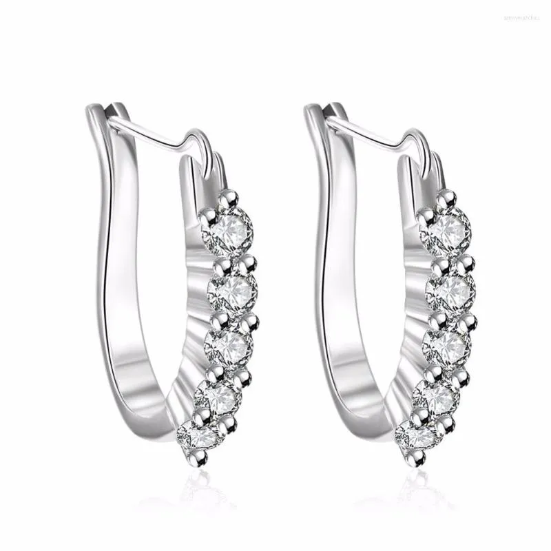 Hoop Earrings 2023 High Quality Fashion 925 Sterling SilverEarrings Zircon Crystal Woman Glamour Wedding Engagement Jewelry Gift