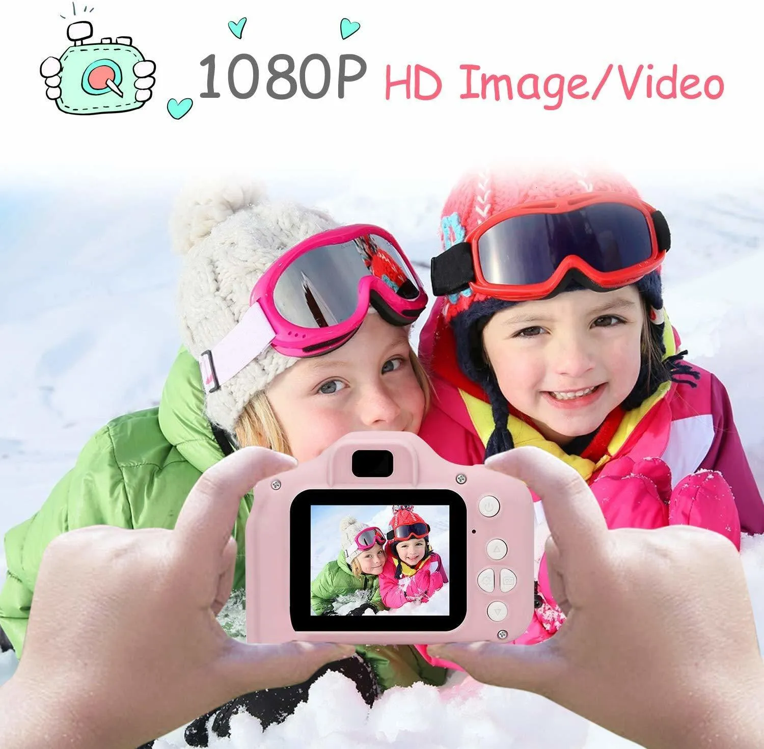 Cámara digital para niños pequeños de 3 a 8 años, mini videocámara  recargable a prueba de golpes, regalos con tarjeta de memoria de 32 GB para