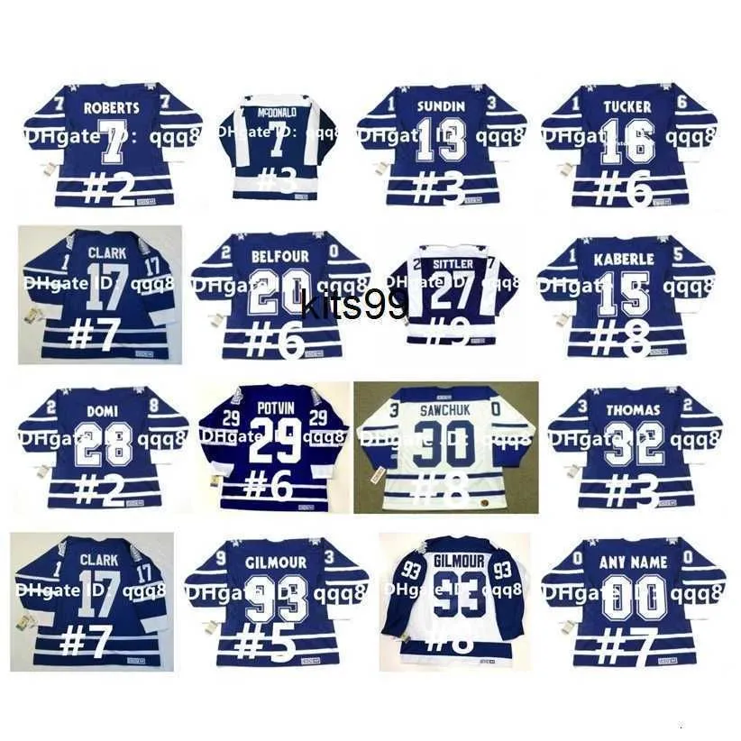 Maillots de hockey PERSONNALISÉS Jay Vintage CCM Leafs Alexander Mogilny DARRYL SITTLER TERRY ED BELFOUR TAPIS SUNDIN DOUG GILMOUR TIE DOMI CURTIS JOSEP