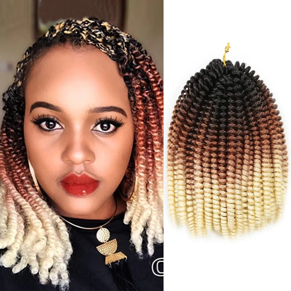 Spring Twist Hair Crochet Bails Bulk 8 12 polegadas cor 350 Extensão de cabelo de crochê vermelho