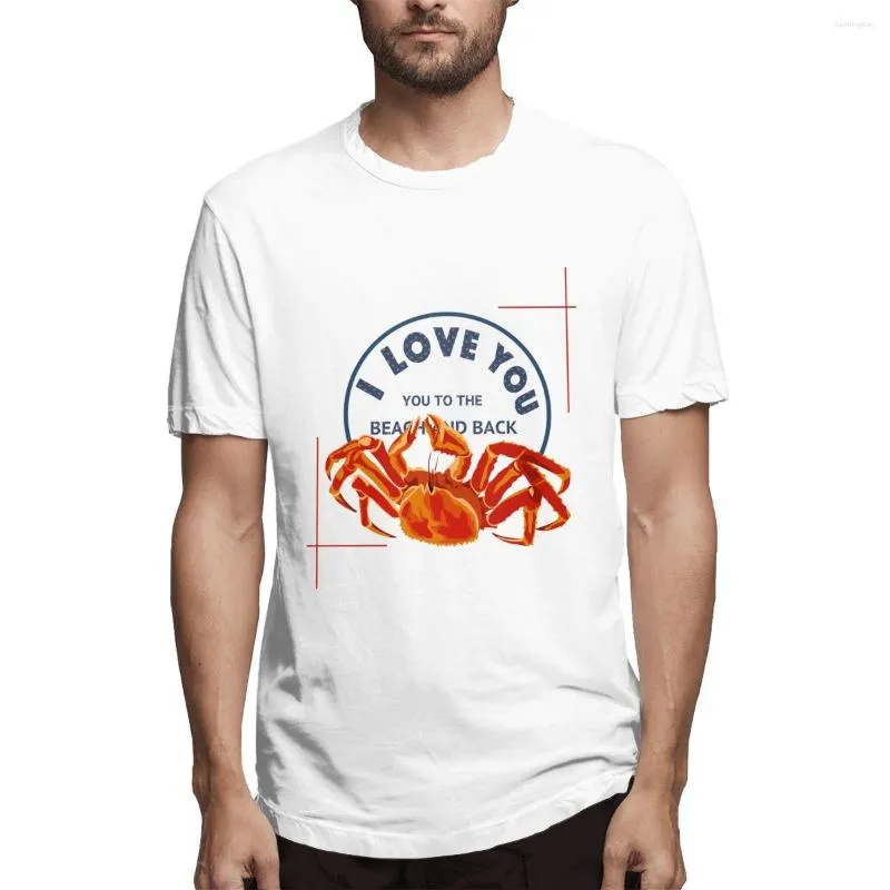 Men's T Shirts Beach Ocean Crab Printed Short Sleeve Tshirts Summer Casual Cotton Top Tee Streetwear