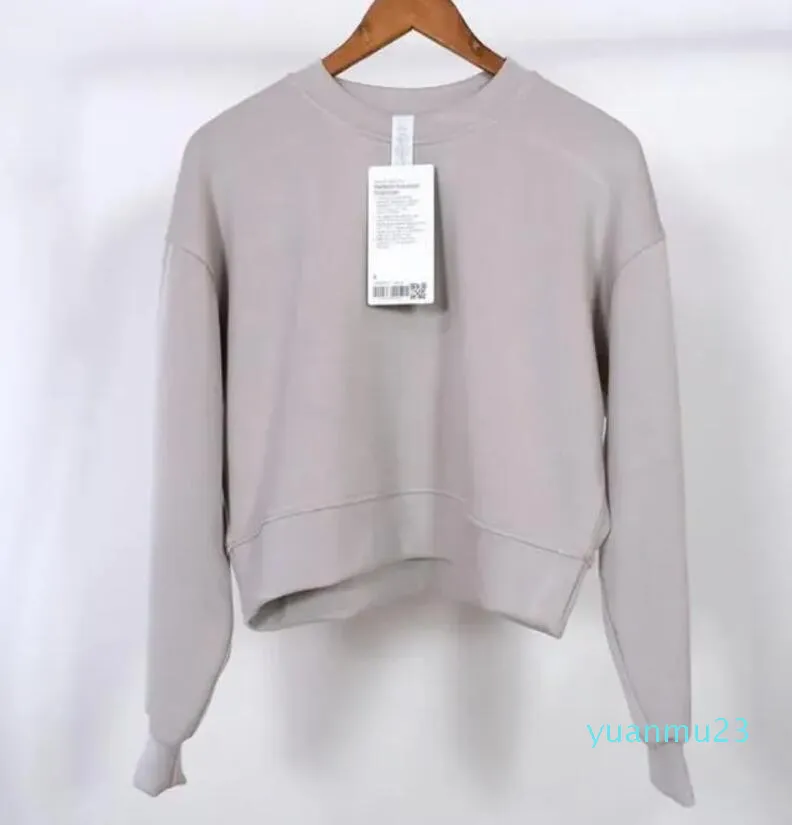 Tenue de Yoga pour femmes, sweat à capuche, ample, manches longues, haut court, entraînement, haute élasticité, équipage 91, sweat-shirt, gymnastique, course à pied