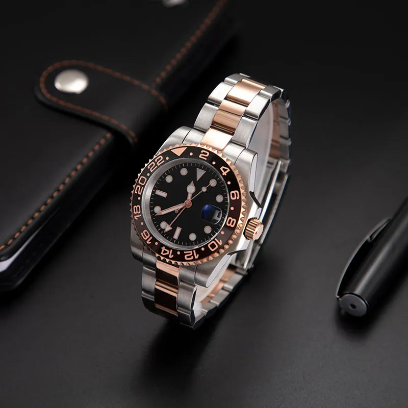 Мужские часы роскошные дизайнерские часы Reloj 41 -мм черный циферблат автоматический механический керамический модный классик классический из нержавеющей стали водонепроницаемые Lumino Lumino