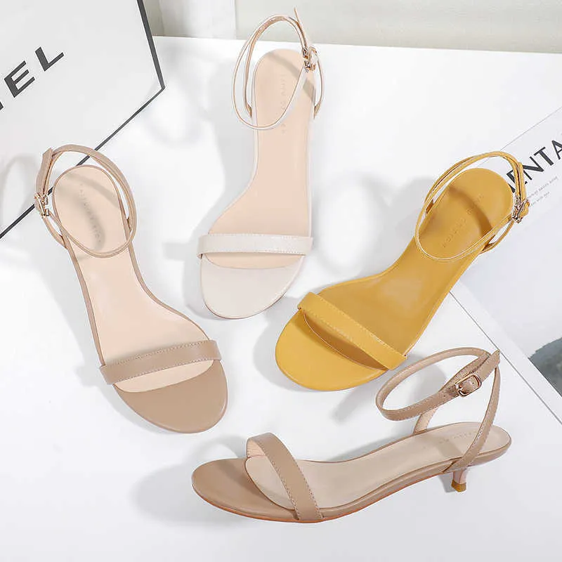 Sandals Sandals Women Summer 2023 Woman Sexy CrossTied Thin High Heels 4CM Solid Nude Beige Slippers Female Elegant Office Lady Pumps Z0325