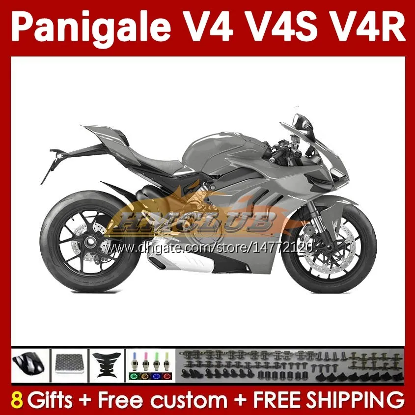 Motorcykelmässor för Ducati Street Fighter Panigale V4S V4R V 4 V4 S R 18 19 20 Body 41no.70 V4-S V4-R 18-22 V-4S V-4R 2018 2019 2020 Injektion Mögel Kroppsverk grå Glossy