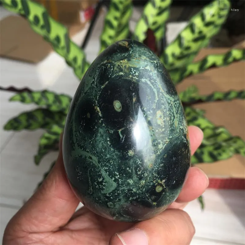 Figurine decorative Natural Peacock Eye Stone Egg Malachite Crystal Gem Massage Reiki Heals Chakra