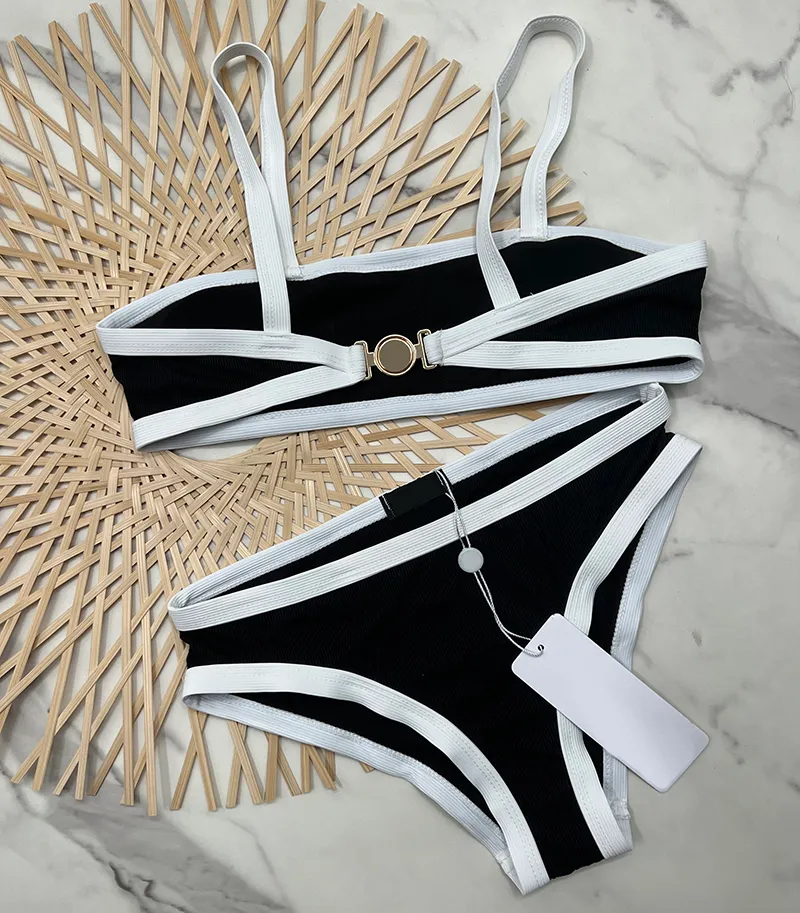 ملابس السباحة النسائية البيكينيات مجموعة الكلاسيكيات الكلاسيكية المثيرة المصممين للسيدات بدلة السباحة الأسود أزياء الشاطئ