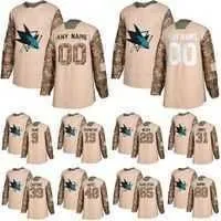 Hockey San Jose Sharks Camo Veterans Day Practice jerseys 88 Brent Burns 65 Erik Karlsson 39 Couture custom any number any name hockey jerse