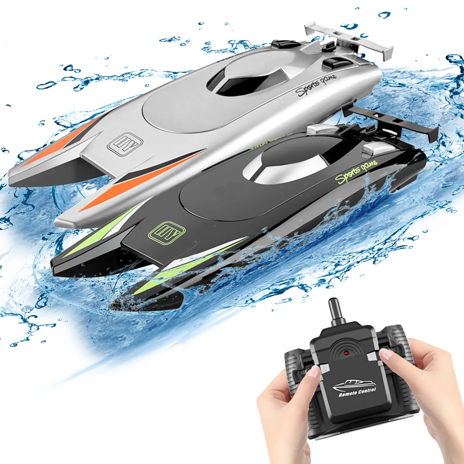 Barcos ElectricRC 30 kmh RC Boat 24 GHz de alta velocidade Speedbota Speedbox Control Remote Ship Game Toys Toys Crianças Presente 230325