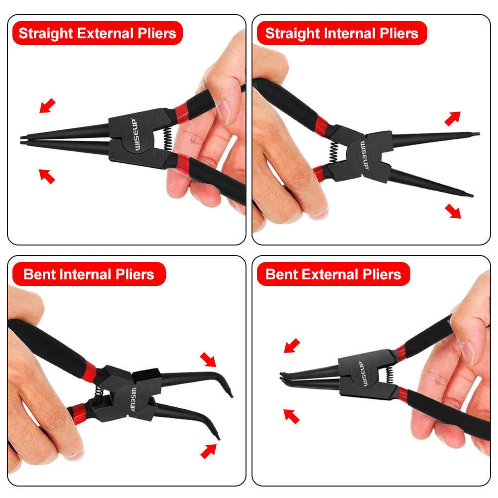 WISEUP Circlip Pliers Set Internal External Ring Remove Installation  Precision Hand Snap Rings Puller Crimping Tool From Sunrise2023, $23.38
