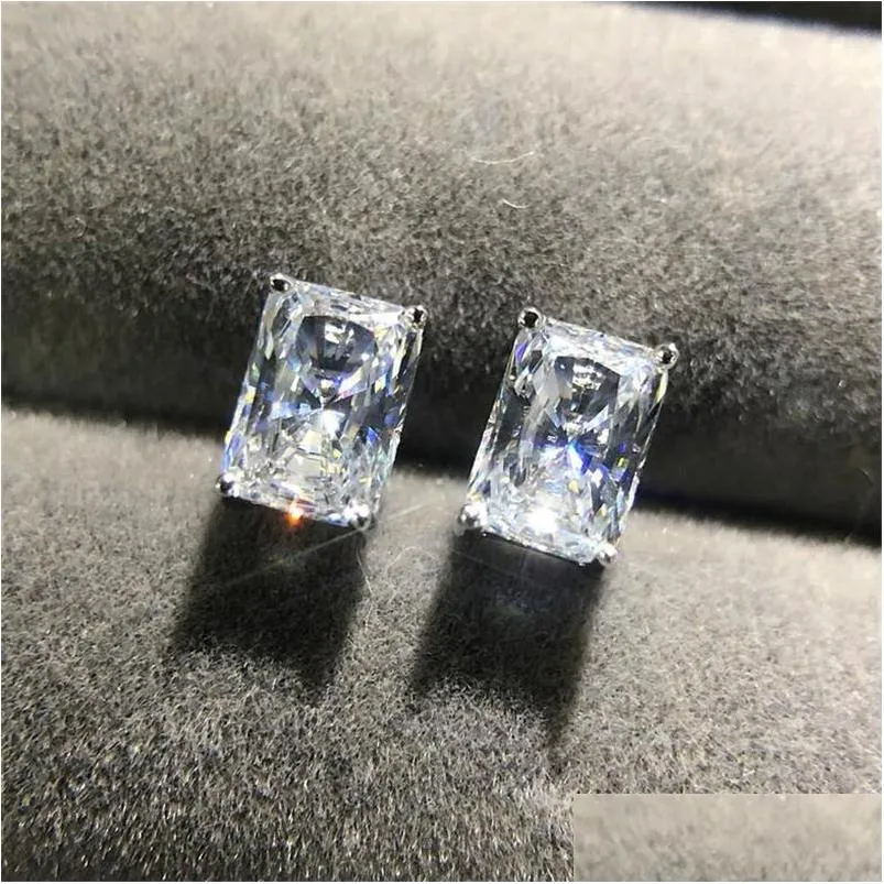 Bijoux Choucong Marque Superbe Solitaire De Luxe Handamde 925 Sterling Sier Princess Cut Mti Couleur 5A Zircon Cz Diamant Pierres Précieuses Wo Dhkf1