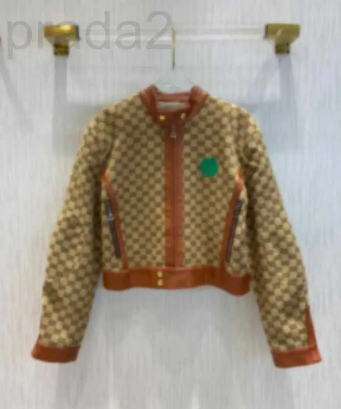 Women's Jackets designer 2022 women's color matching jacket female short zipper stitching imported lambskin leather edging craft NWN0