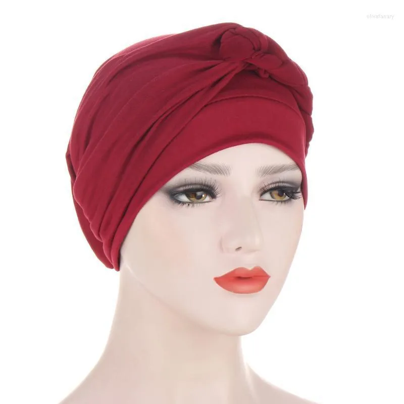 Mützen Beanie/Totenkopfkappen 2023 Muslimischer Zopfkopf Turban für Frauen Massive Farben Wrap Cover Krebs Chemo Islamische Arabische Kappe Haarausfall Motorhaube