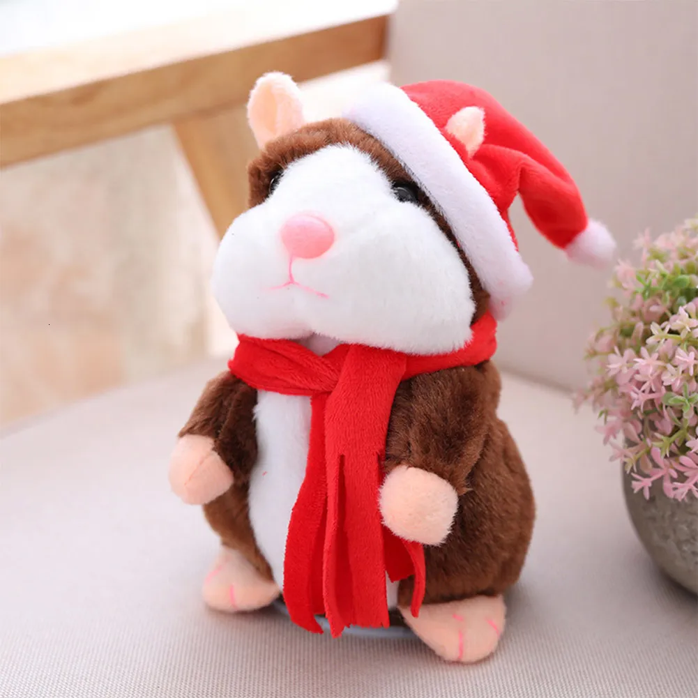 Electronic Plush Toys Cute Talking Hamster Mouse Walking Speaking Stuffed Plush Animal Doll Sound Repeat Record Hamster Educational Toys Children Gift 230325