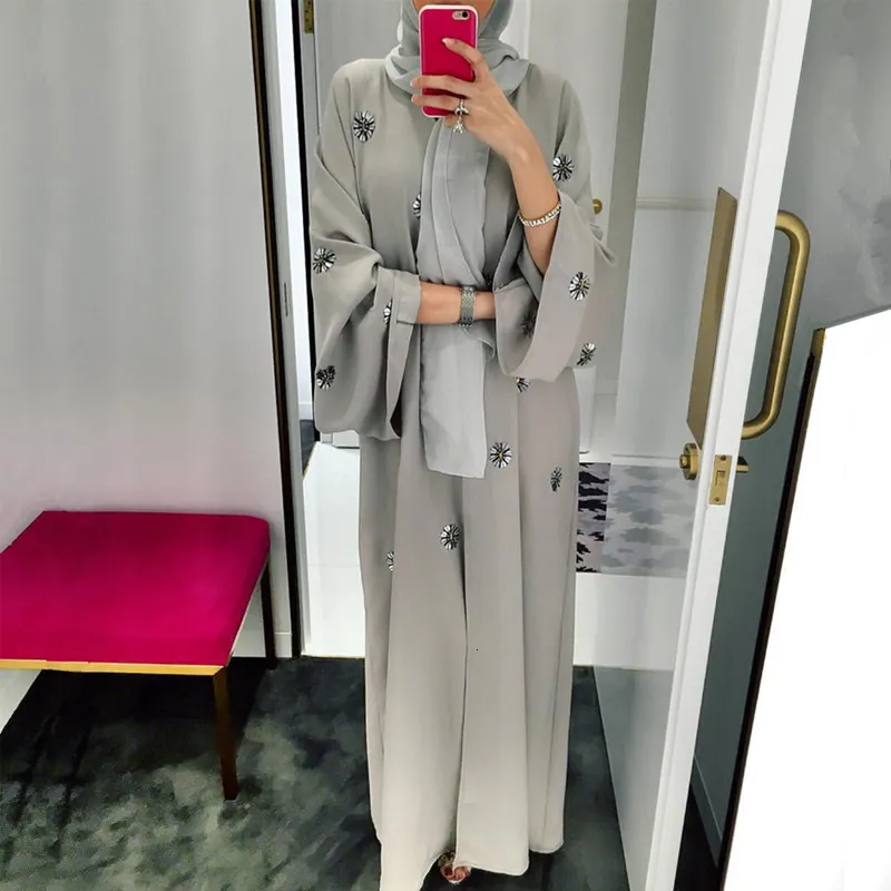 Etnische kleding Abaya Kimono Kaftan Dubai Islam Moslim hijab -jurk Abayas Caftan Marocain Qatar Oman Turkije Kleding voor vrouwen gewaad Femme 230325