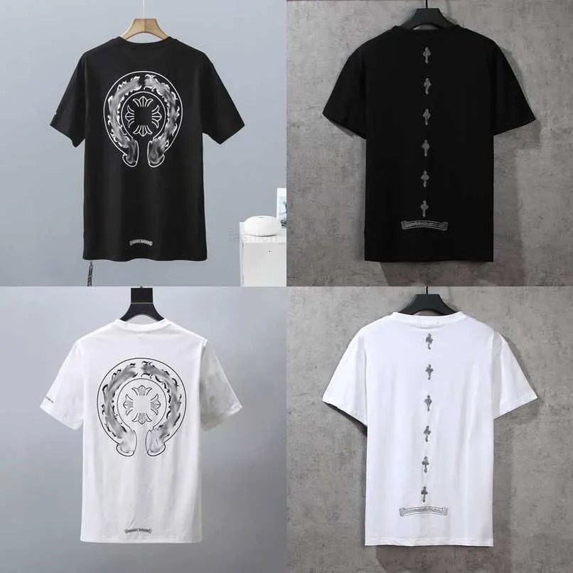 CH Luxury TシャツメンズファッションブランドTEES TEES MEN SANSKRIT LETTERカップルスウェットシャツホースシューショートスリーブPOLOS CROSS UNISEXTEETシャツEQG8