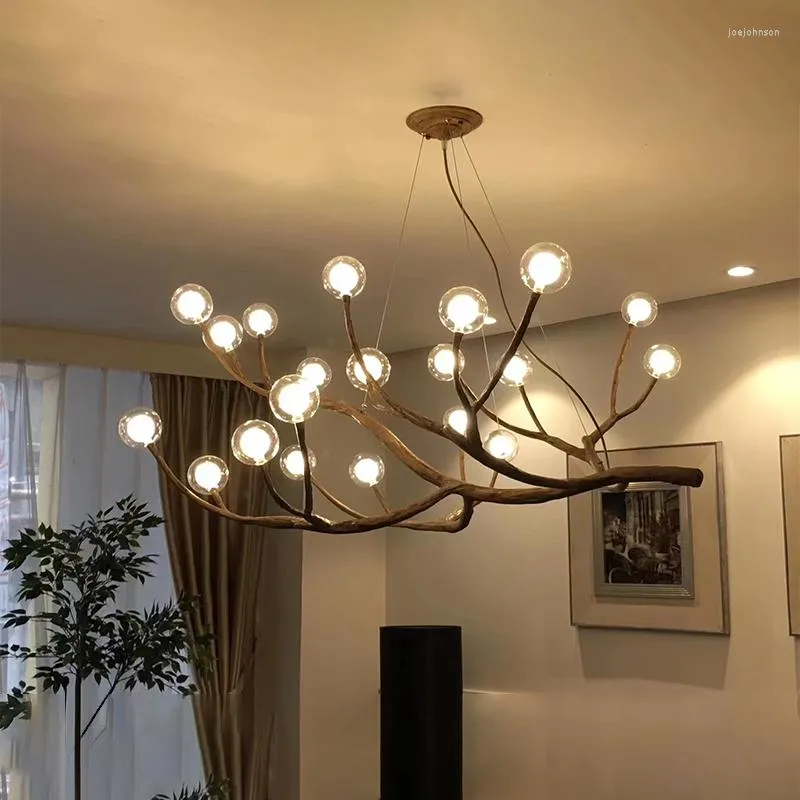 Подвесные лампы северные творческие ретро -бионические веточки светодиодные люстра гостиная столовая домашняя декор светиль