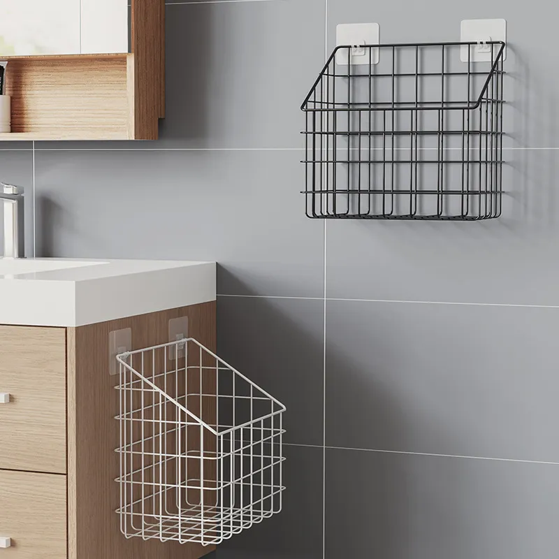 Bathroom Storage Baskets Clothes Rack Bathroom Wall Mounted Storage ...