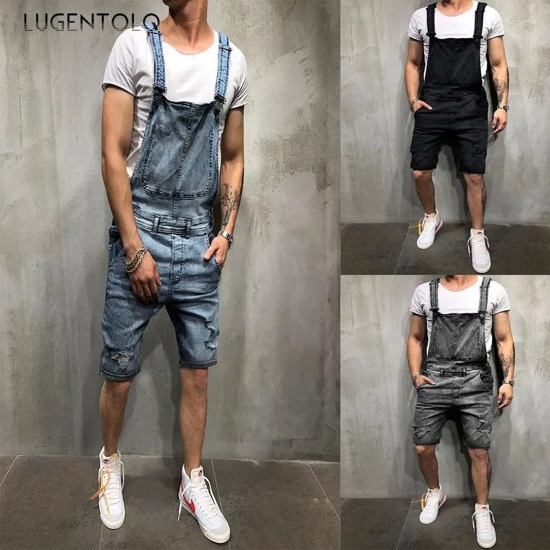 Heren jeans jeans overalls heren gat mode zomers shorts recht groot formaat casual streetwear heren kleding lugentolo