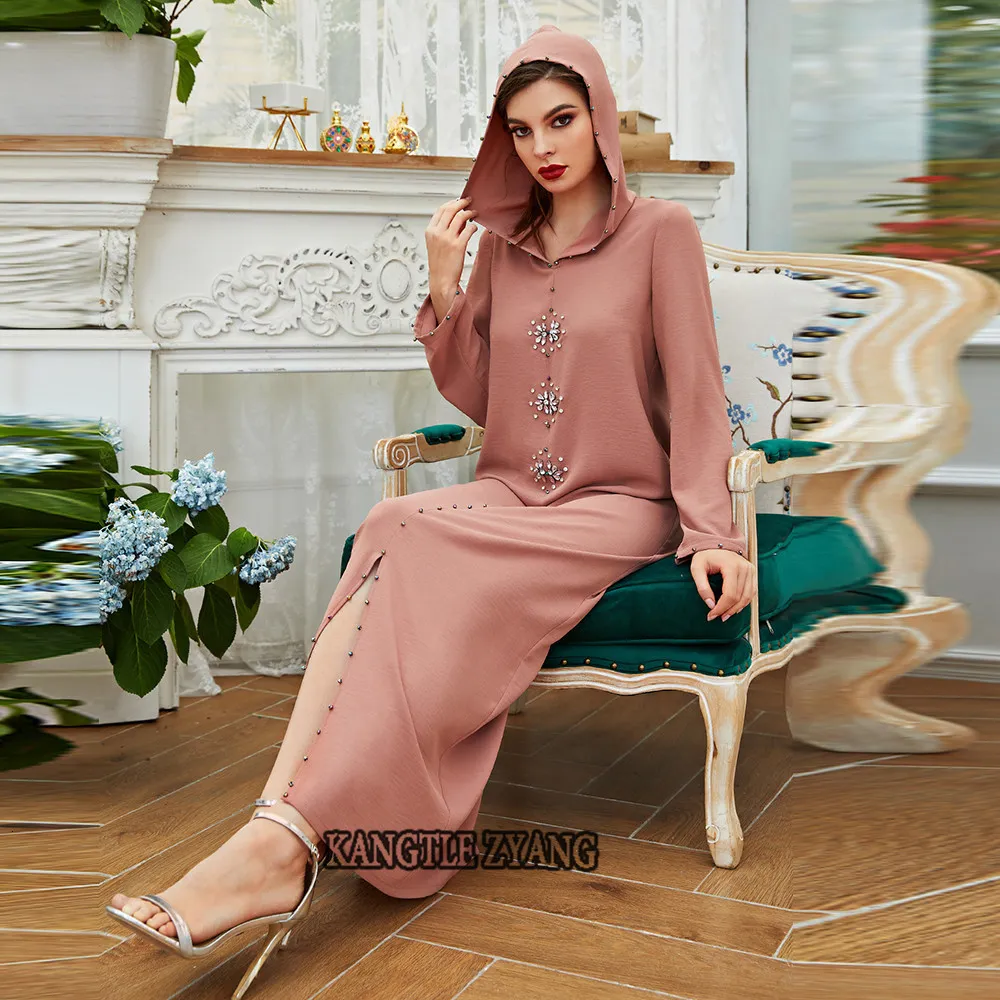 Ethnische Kleidung Rosa Muslim Abaya Dubai Türkischer Islam Arabisch Hijab Kleid Kaftan Robe Djellaba Femme Afrikanische Kleider für Frauen Caftan Marocain 230324