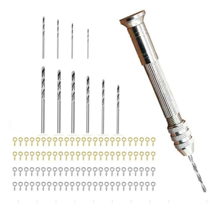 Relógio kits de reparo pino torno para resina moldes de moldes conjunto de ferramentas de broca de mão com 10 pcs torção bits e 100 pinos de olho de parafuso ferramentas