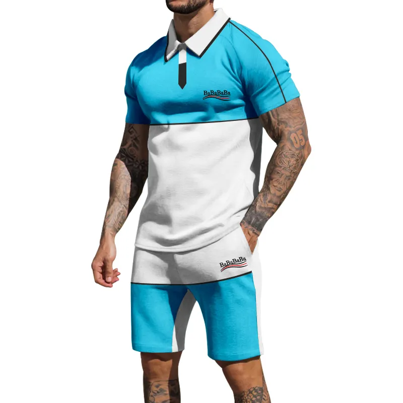 Agasalhos masculinos camiseta Paris Wave Letter Street casual respirável verão shorts camiseta esportes ao ar livre